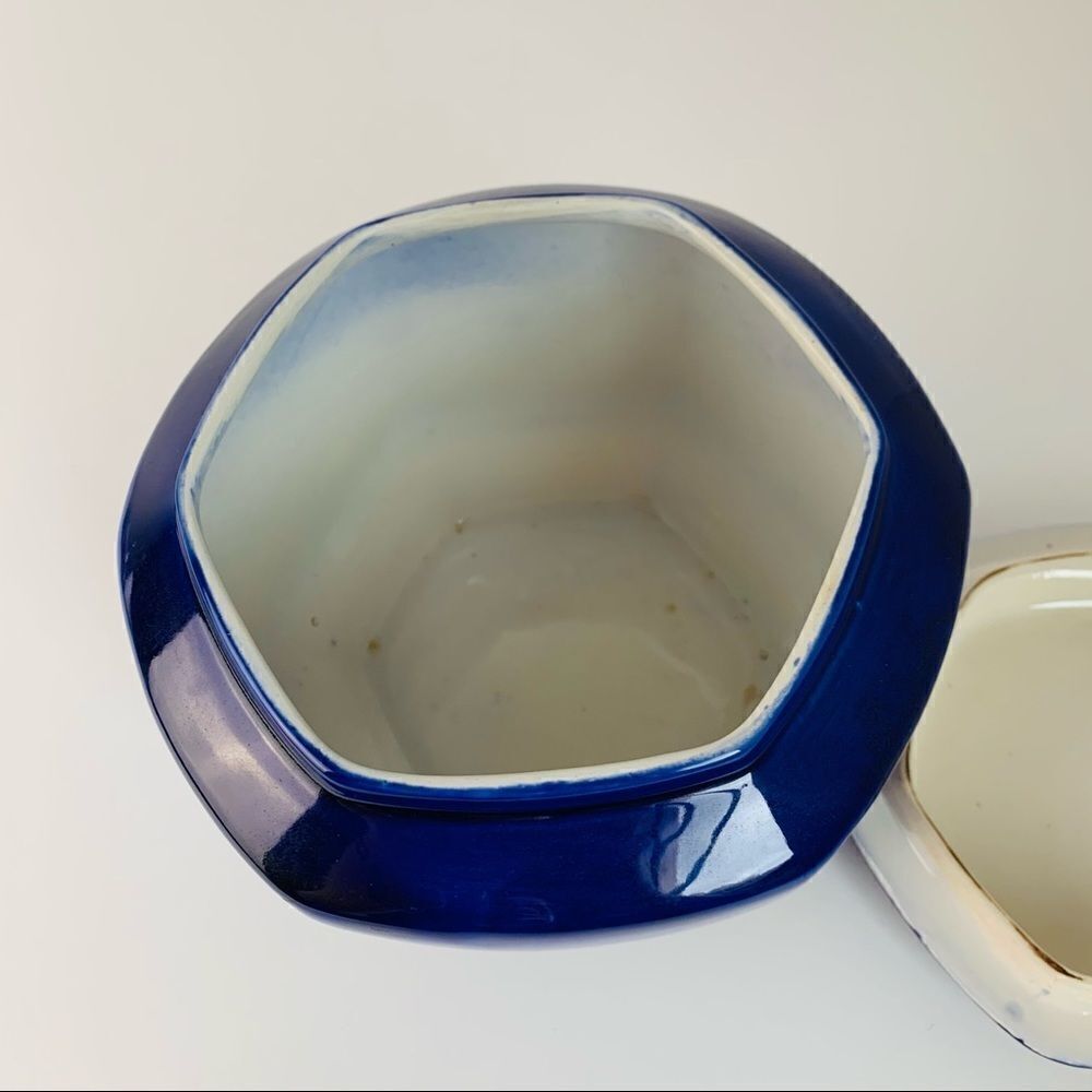 VTG Flo Blue Hexagonal Lidded Jar - Picture 4 of 5